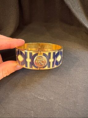 Spartina 449 Gold and Navy Enamel Hinged Bracelet